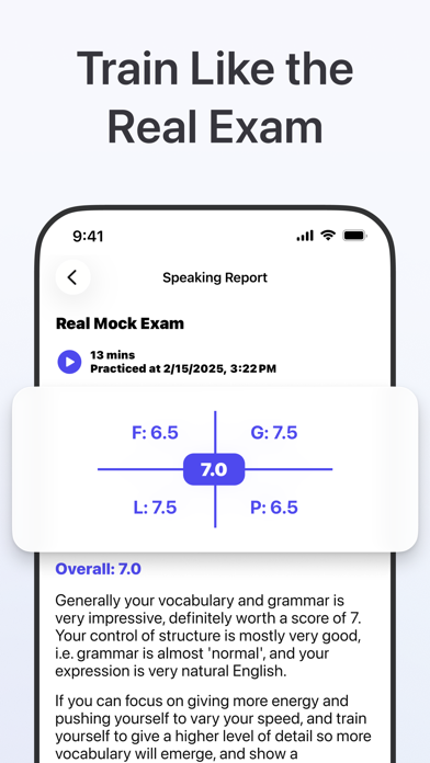 IELTS Speaking score report: fluency, grammar, lexical resource, pronunciation